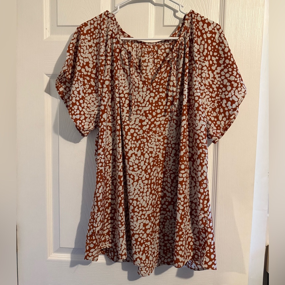 SHEIN Brown and White Spotted Blouse
